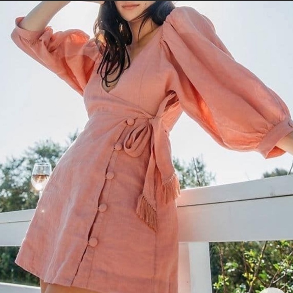 NWOT Free People Carino Linen wrap dress size XS